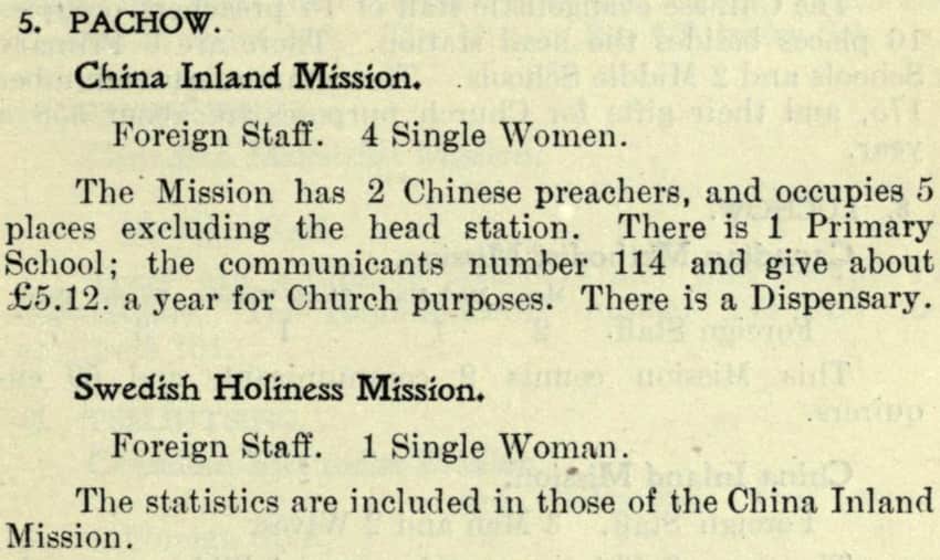 Public-domain 1913 mission survey page for Pachow