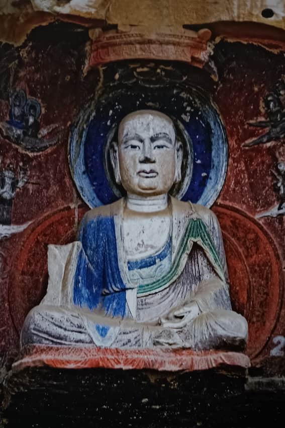 Ksitigarbha figure with blue halo in Nankan Niche 25