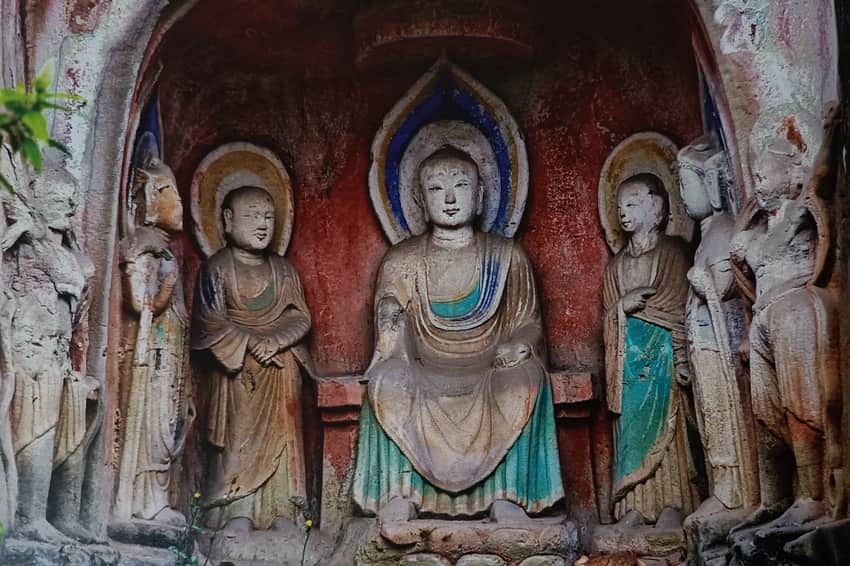 Maitreya sermon composition and painted canopy at Nankan