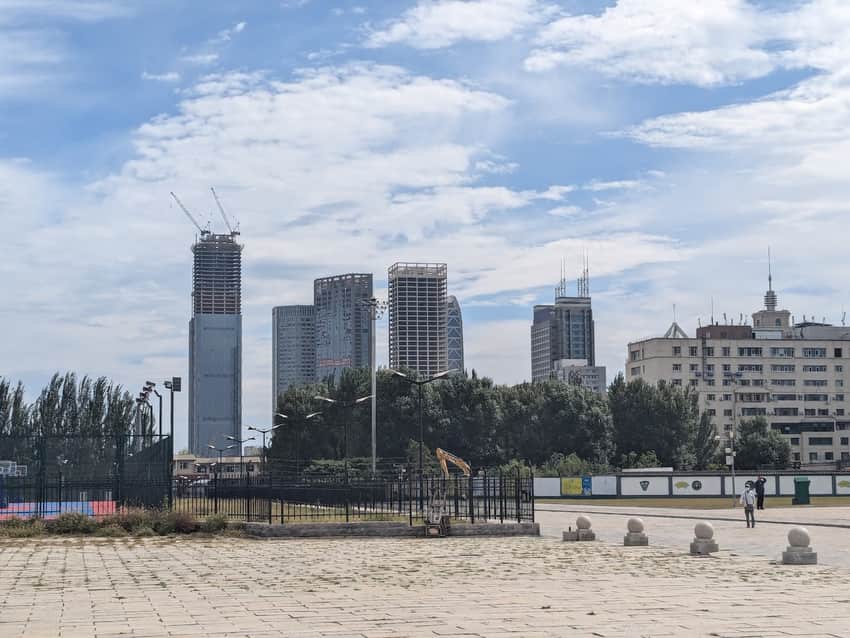 Changchun CBD and construction viewed from Cultural Square in 2024