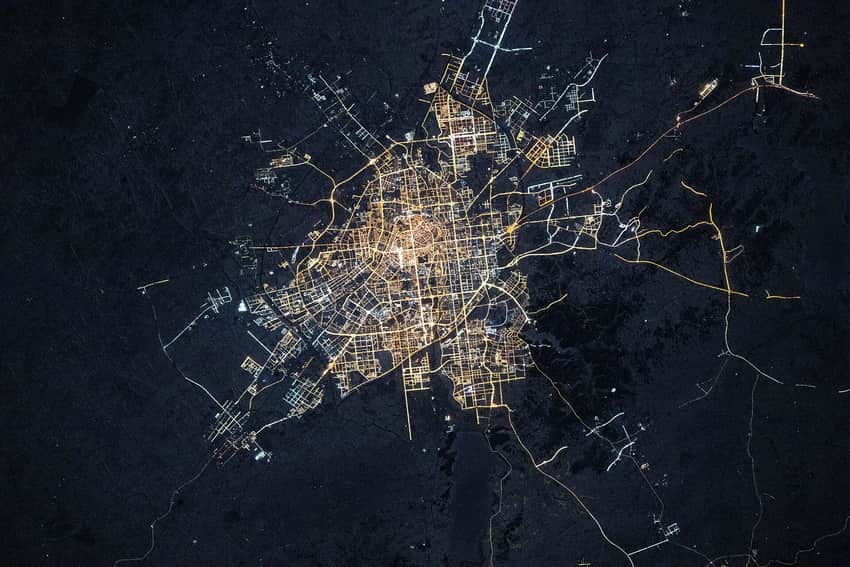 Changchun night lights photographed from the International Space Station