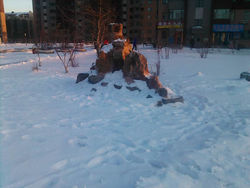 Snow-covered residential courtyard in Luyuan, Changchun