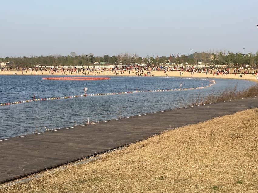 Managed beach and water at Songya Lake