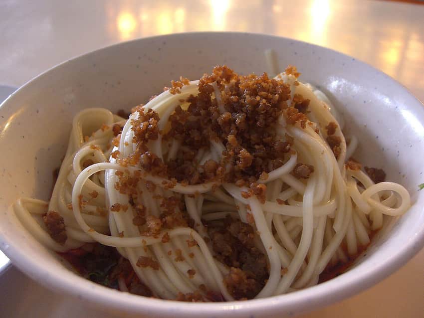 Dan dan noodles served in Chengdu