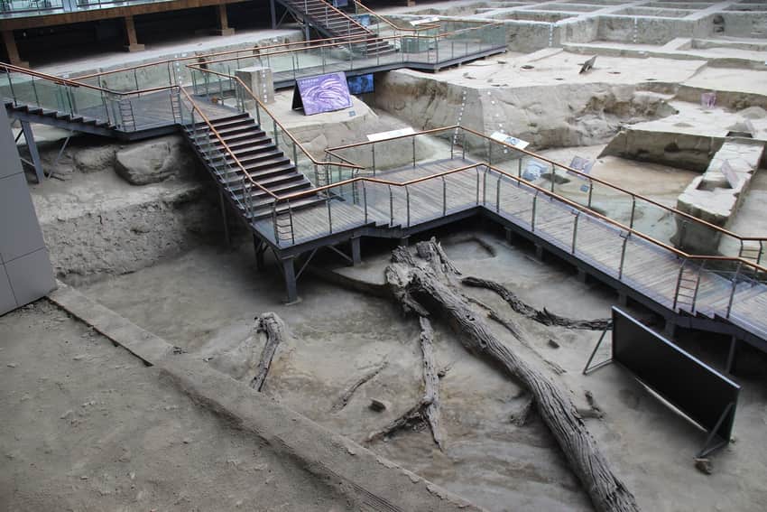 Protected excavation floor at Jinsha Site Museum