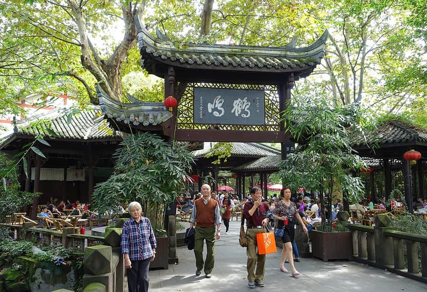 Teahouse seating in Chengdu People's Park