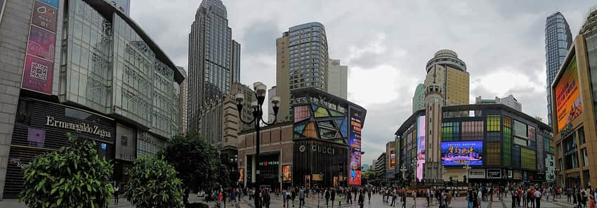 Jiefangbei monument within the central commercial pedestrian district