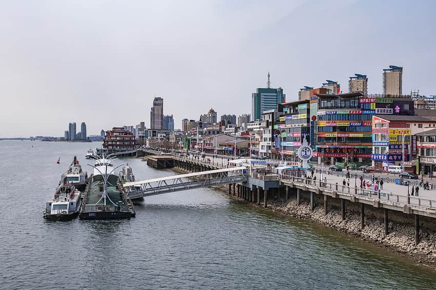 Dandong city skyline in Dandong