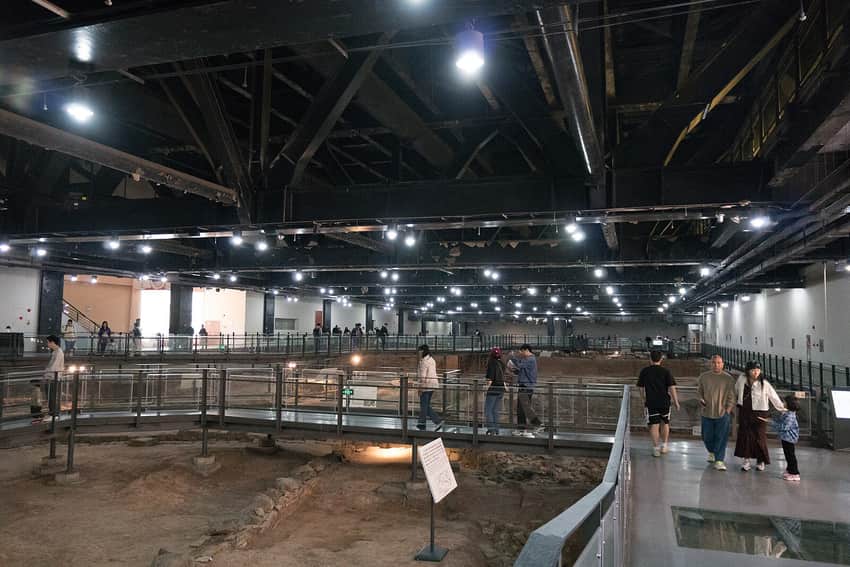 Protected archaeological layers beneath museum walkways