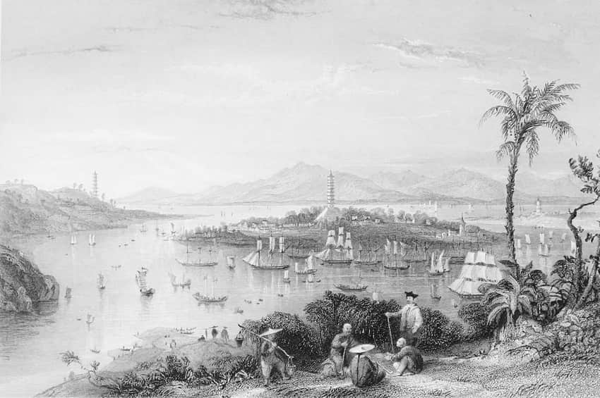 Nineteenth-century engraving of ships at the Whampoa anchorage