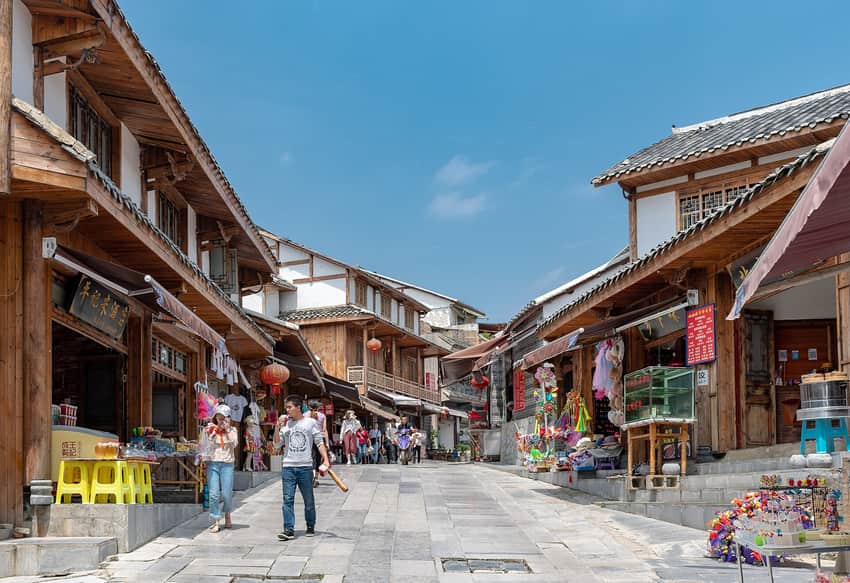 Stone street and buildings in Qingyan Ancient Town