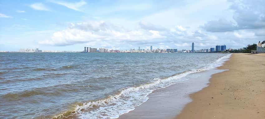 Holiday Beach and Haikou's west-coast skyline