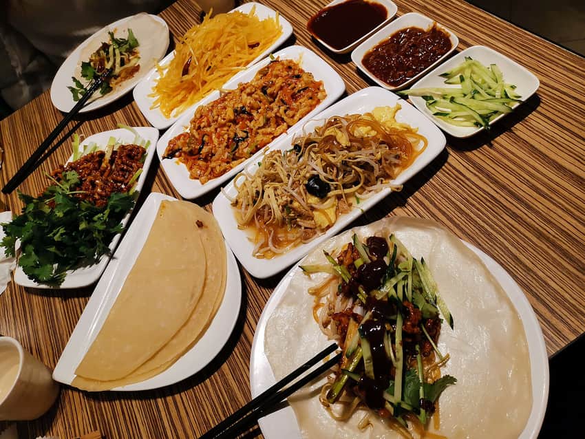 Spring pancakes with assorted fillings at a Harbin restaurant
