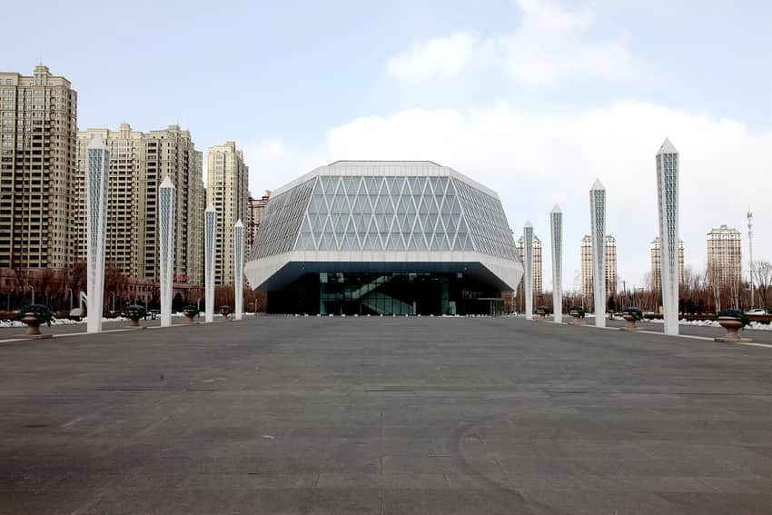 Front facade of Harbin Concert Hall in Qunli