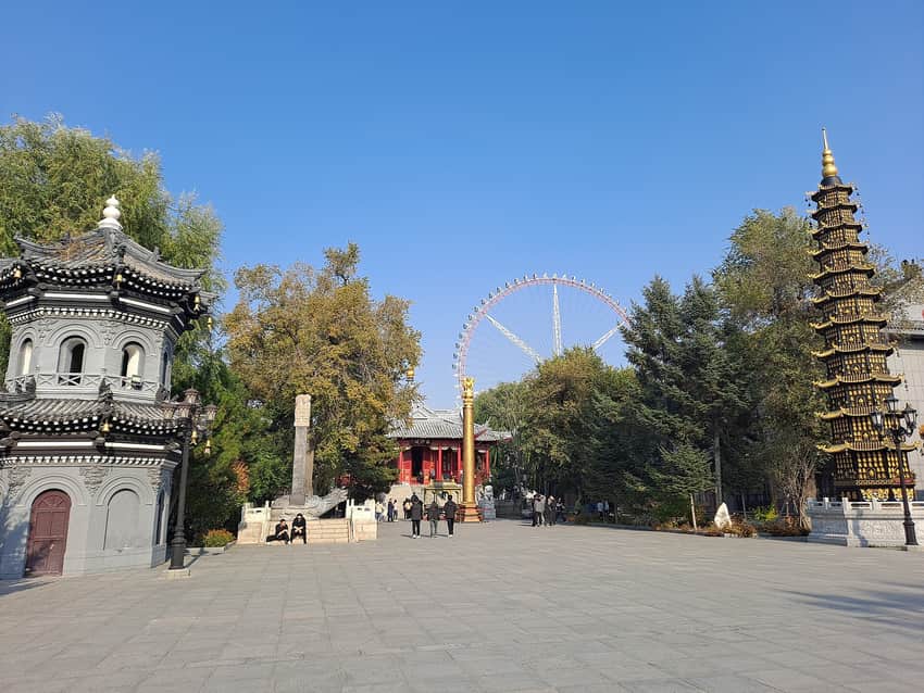 Jile Temple courtyard with the surrounding city beyond