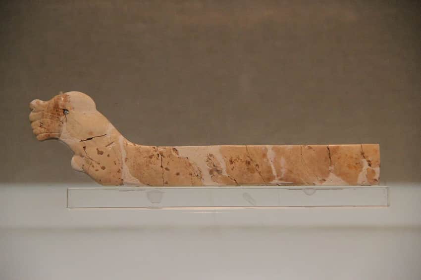 Tiger-shaped pale object displayed in a Hefei museum