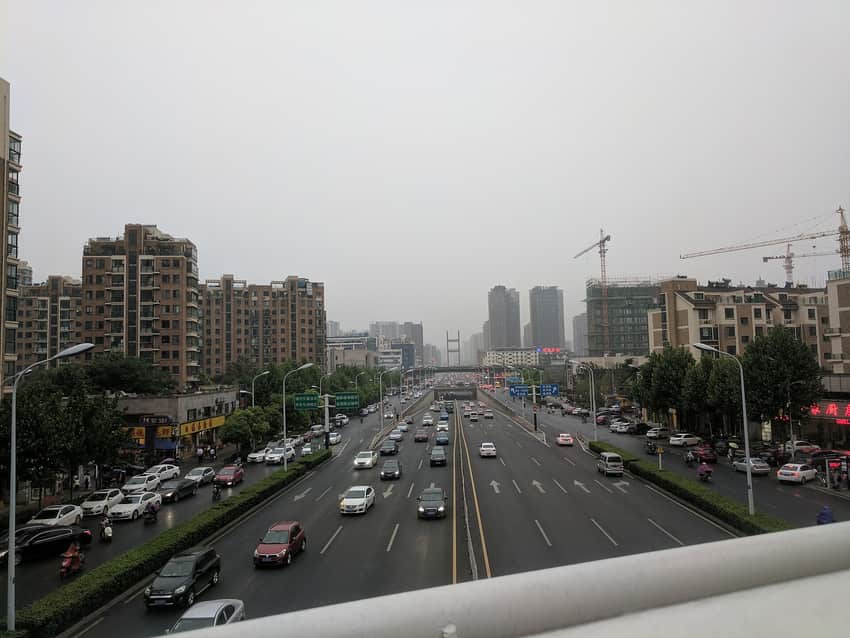 2017 view of traffic and construction along Hefei's Tongling Road corridor