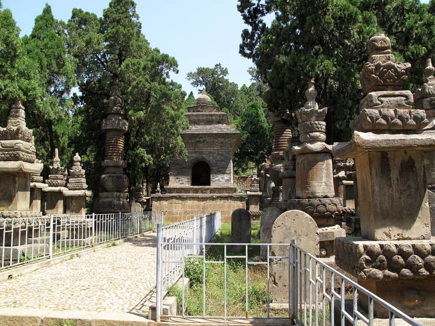 Historic stupas in the Pagoda Forest at Lingyan Temple
