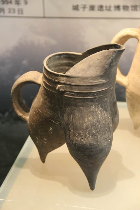 Dark Longshan-culture pottery vessel displayed in Jinan Municipal Museum