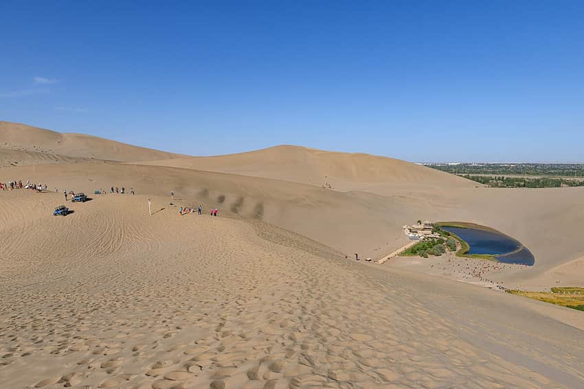 Dunhuang dunes and Crescent Lake in Jiuquan