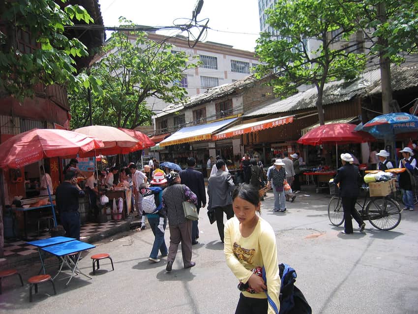 Flower and Bird Market in the Kunming city profile