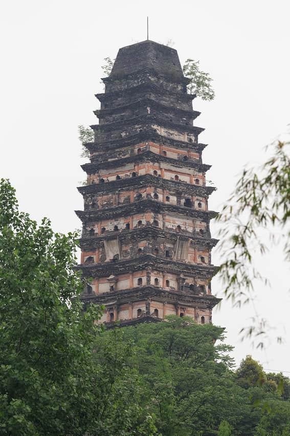 Historic brick Sanjiang White Pagoda in Jingyan County