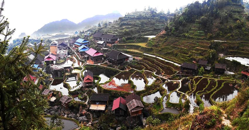 Rongshui terraced mountain village in Liuzhou