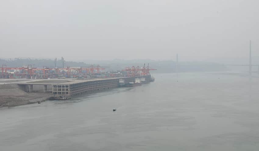 Cargo facilities at Luzhou Port on the Yangtze River