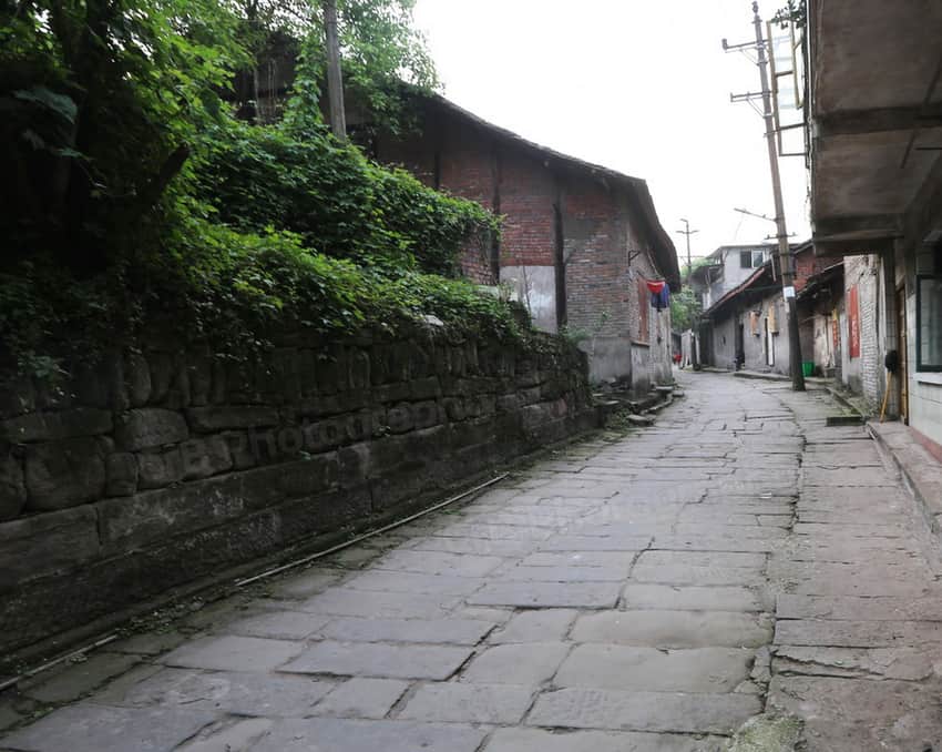 Stone post road at Baolian Street in Longmatan District