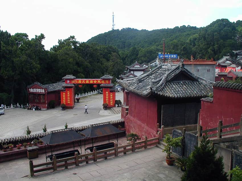 Historic buildings at Qiqushan Temple in Zitong County