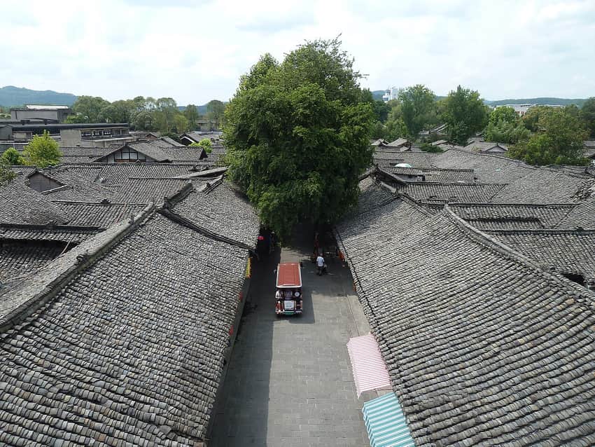 Historic roofs and lane in Langzhong