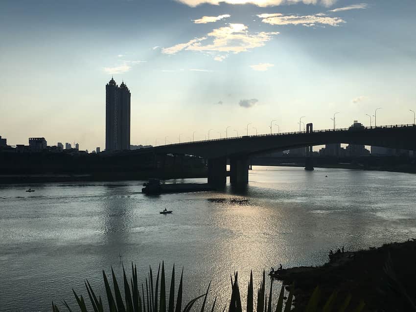 Yong River, bridge and two-bank skyline in Nanning