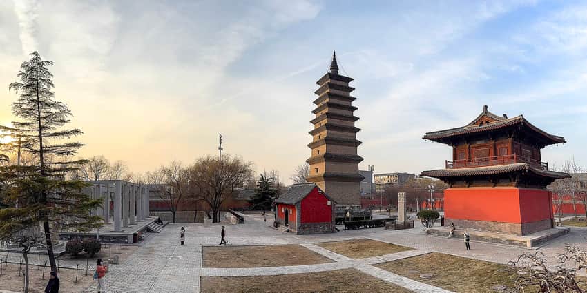 Sumeru Pagoda, bell tower and precinct at Kaiyuan Temple in Zhengding