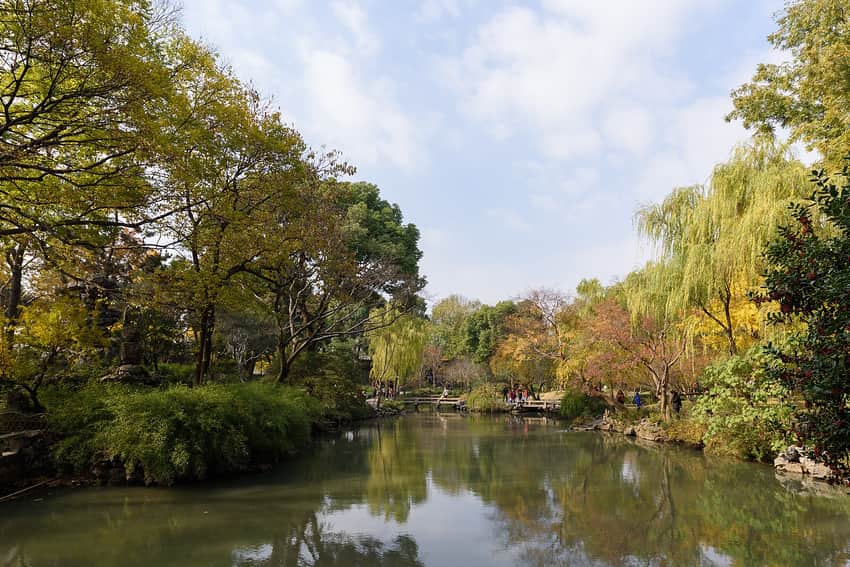 Water, planting and pavilion at the Humble Administrator's Garden