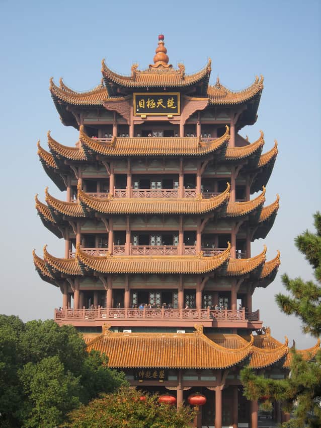 Present reconstructed Yellow Crane Tower above Snake Hill