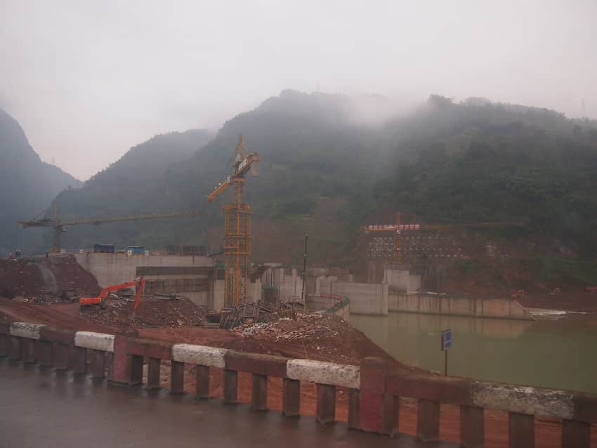 Feixianguan hydropower infrastructure within a steep Lushan valley