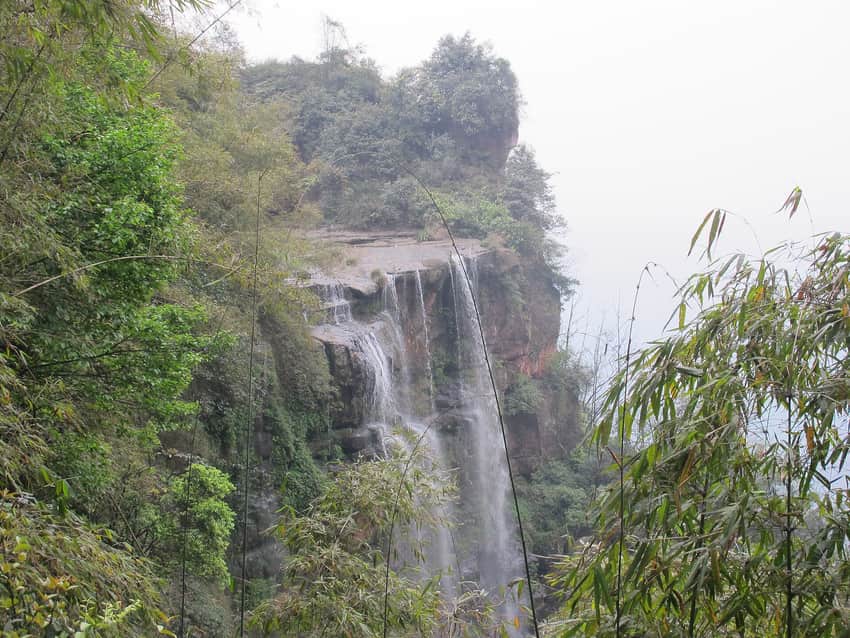 Qicai Waterfall in the Shunan Bamboo Sea landscape