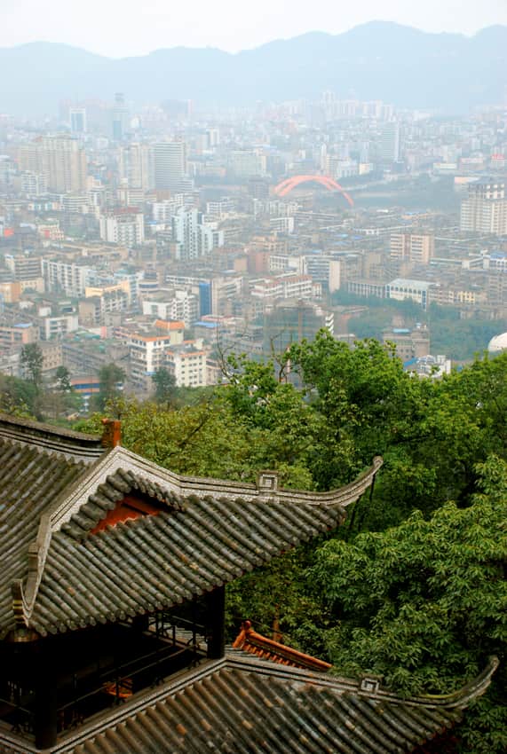 Elevated historical city view across Yibin