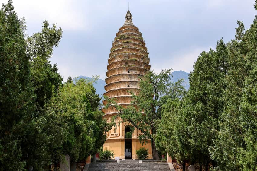 Brick Pagoda of Songyue Temple among trees