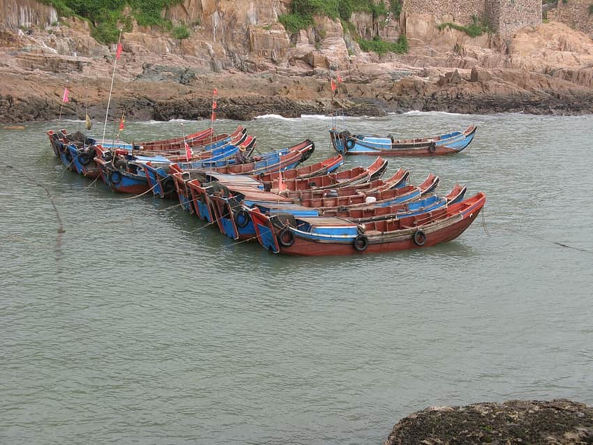 Fishing boats in the Dongji Islands in Zhoushan