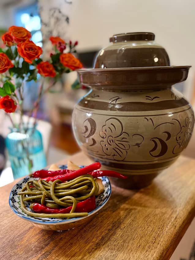 Sichuan paocai with a fermentation jar