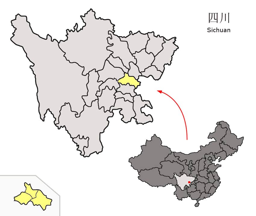 Historical locator map of Ziyang in Sichuan
